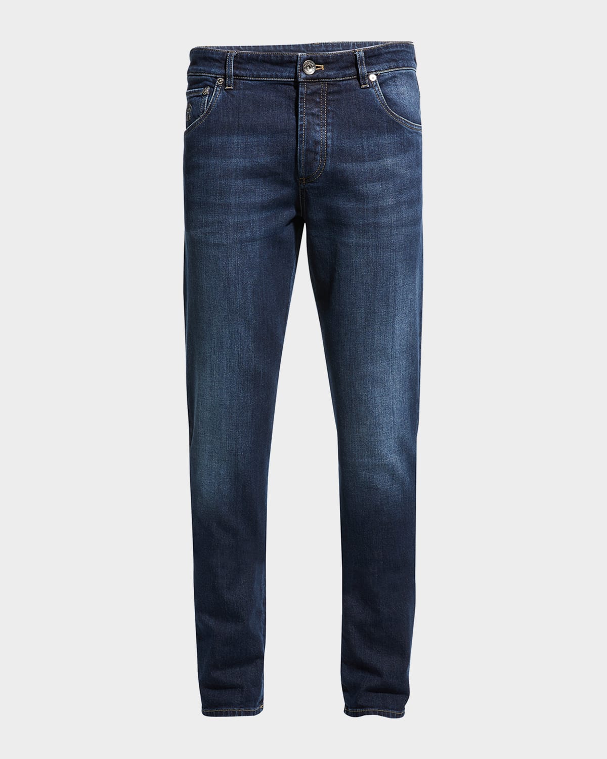 Shop Brunello Cucinelli Men's 5-pocket Denim Jeans In Dark Wash Denim