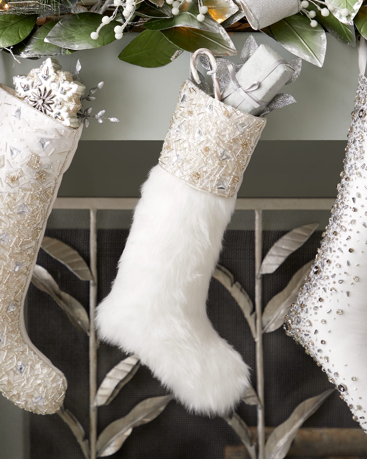 Frost Faux-Fur Christmas Stocking