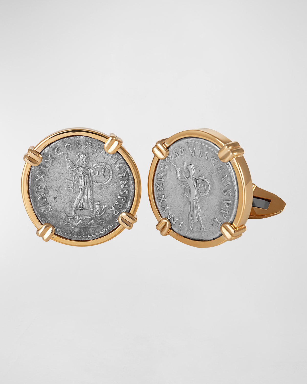 Shop Jorge Adeler Men's Gods & Heroes 18k Yellow Gold Ancient Minerva Coin Cufflinks