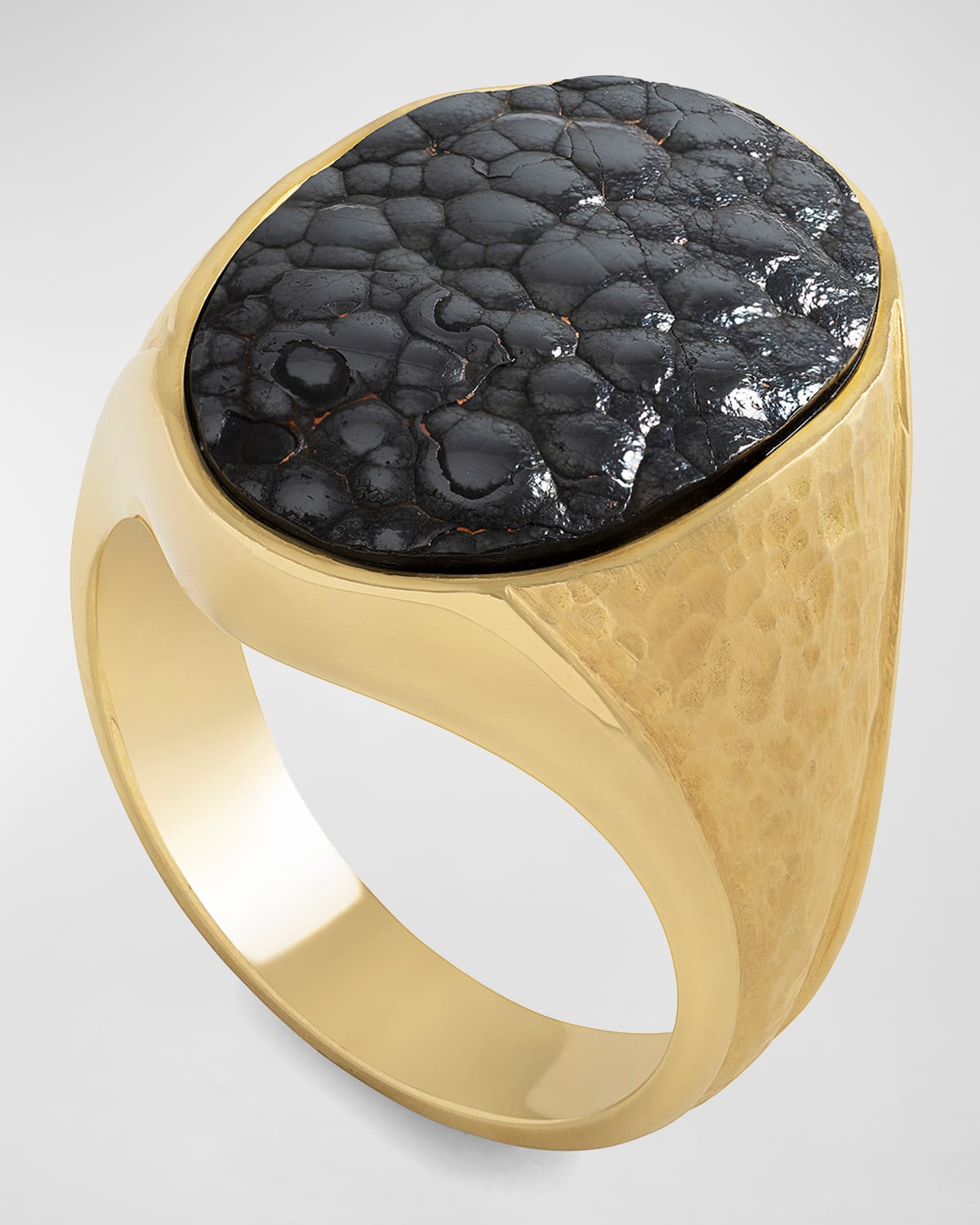 Men's 18K Yellow Gold Hematite Ring