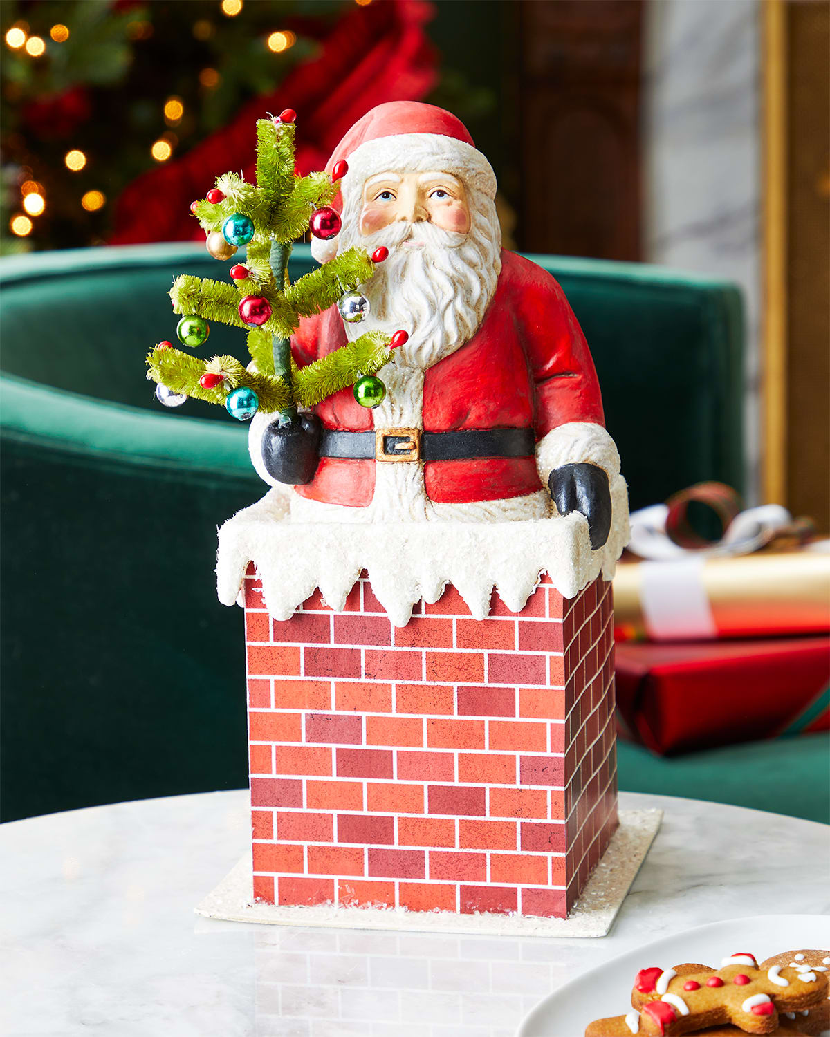 Holiday Vintage Santa in Chimney, 12"T