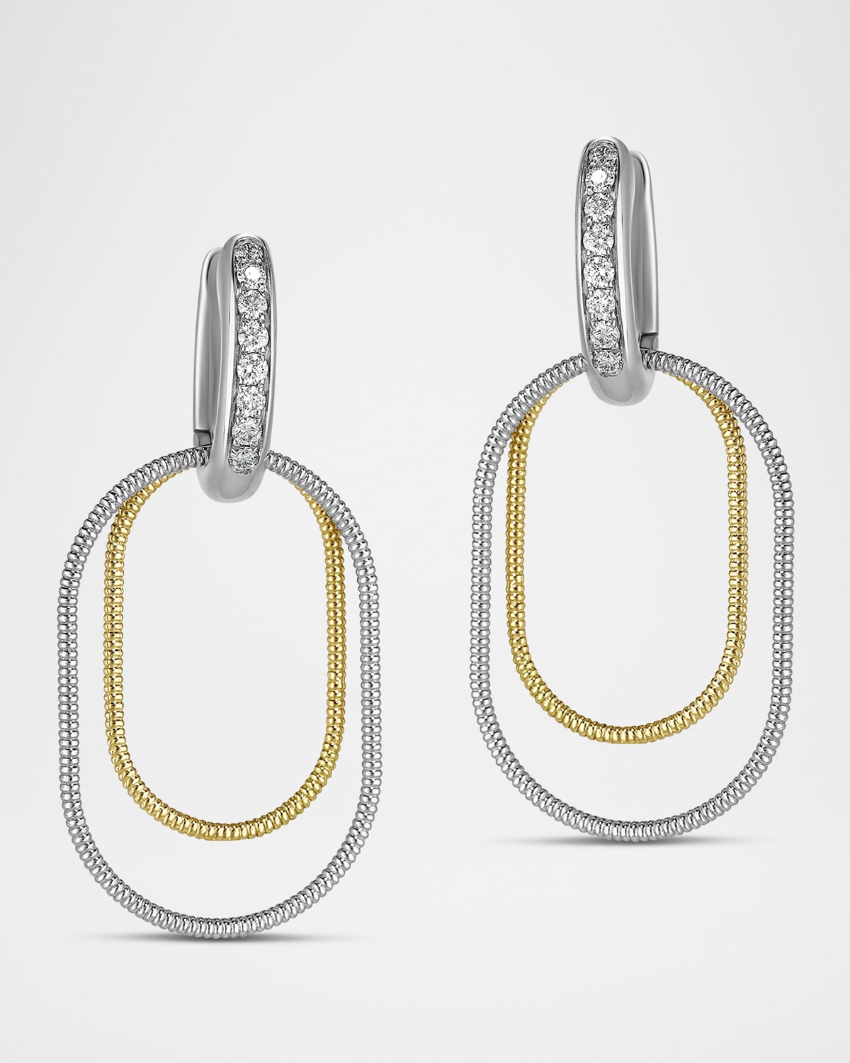 Sabbia D'Oro Earrings in 18K White Gold and Yellow Gold with White Diamonds