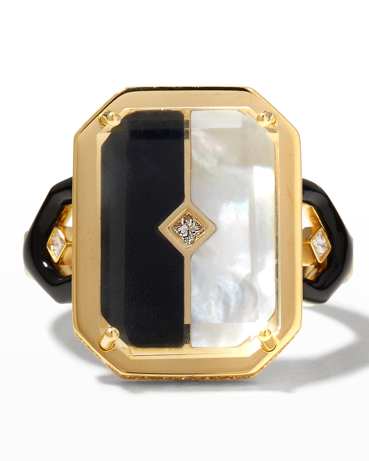 L'atelier Nawbar Lock'In Love Ring with Black Onyx and White Mother-of-Pearl