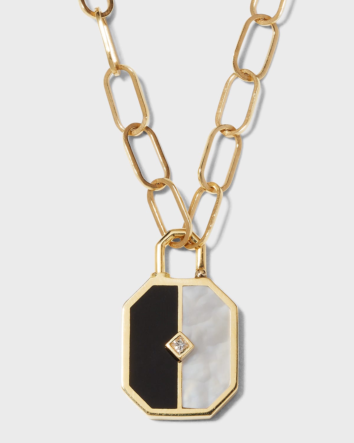 L'atelier Nawbar Lock'In Love Pendant Necklace with Black Onyx and White Mother-of-Pearl