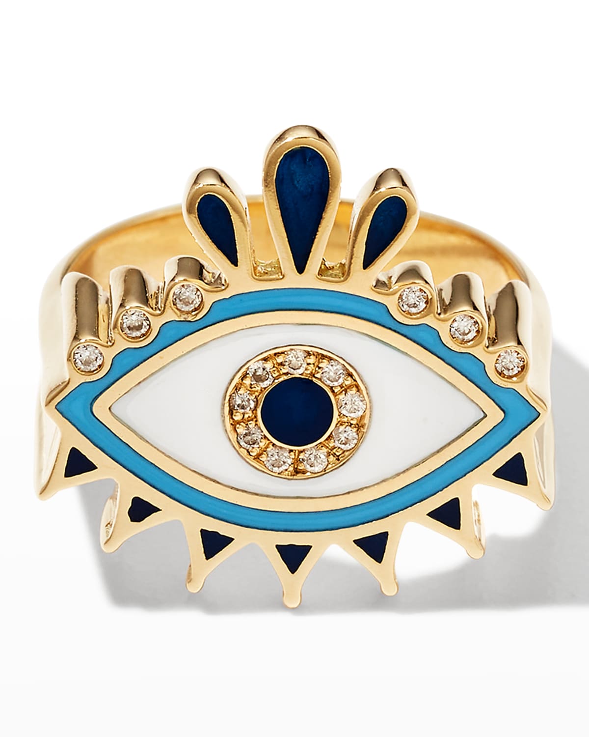 L'ATELIER NAWBAR QUEEN EYE PINKY RING WITH COLORED ENAMEL
