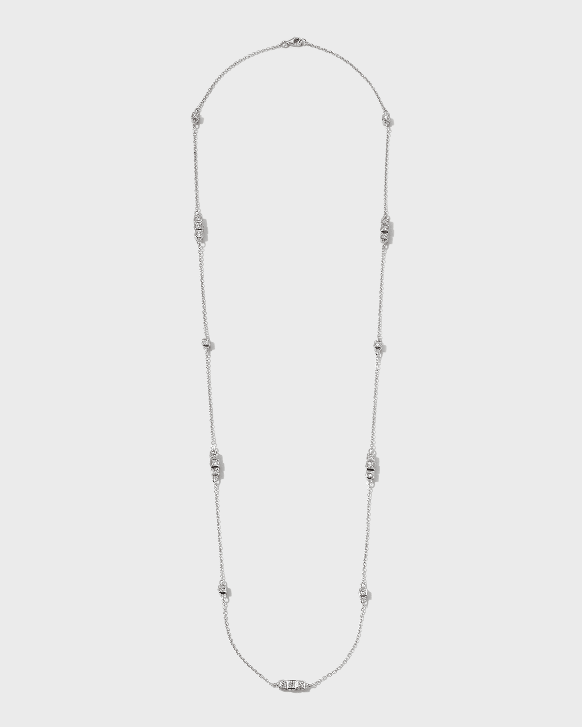 18K White Gold Diamond Rotating Cube Elements Necklace, 28"L