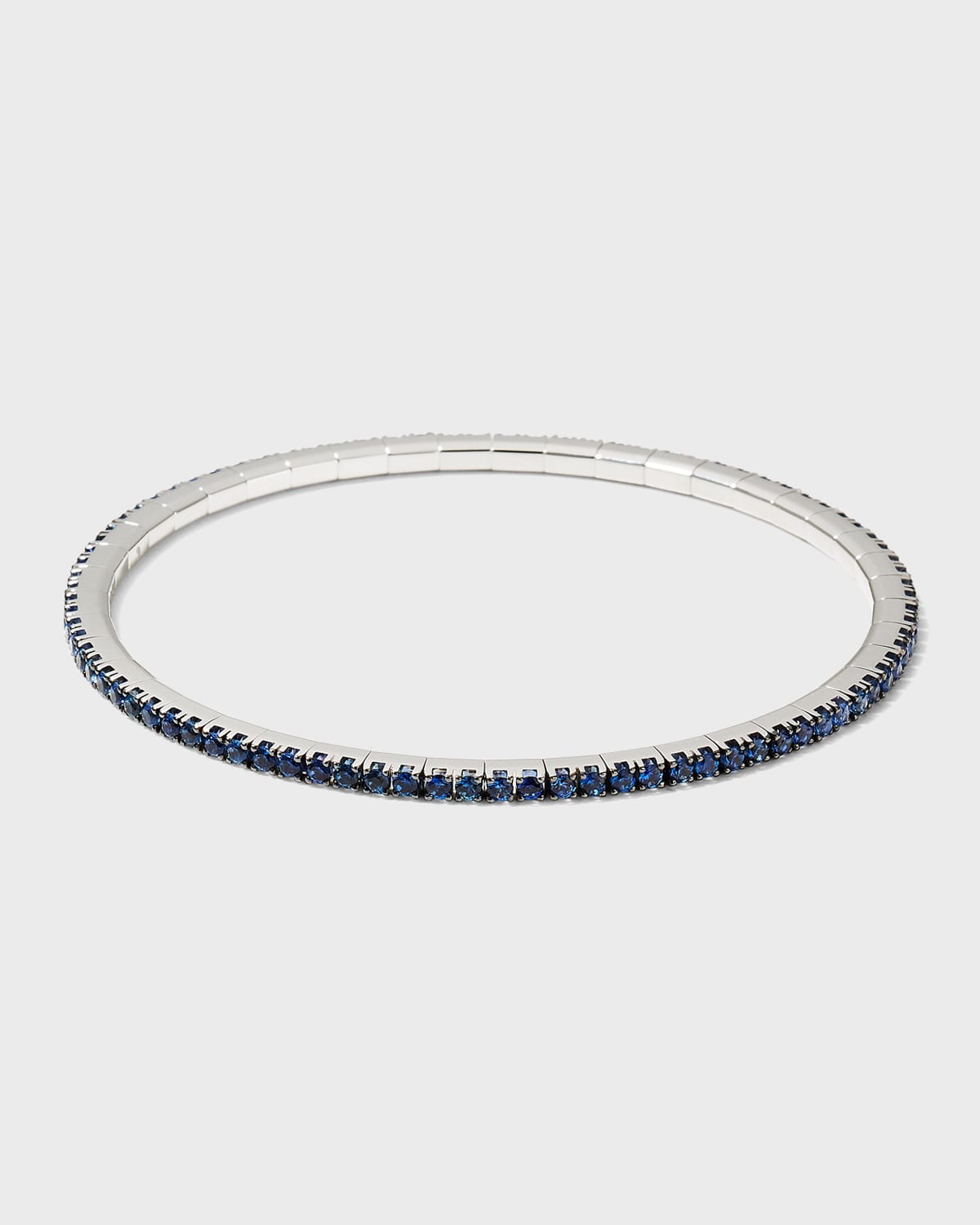 Extensible White Gold Stretch Blue Sapphire with Black Rhodium Tennis Bracelet