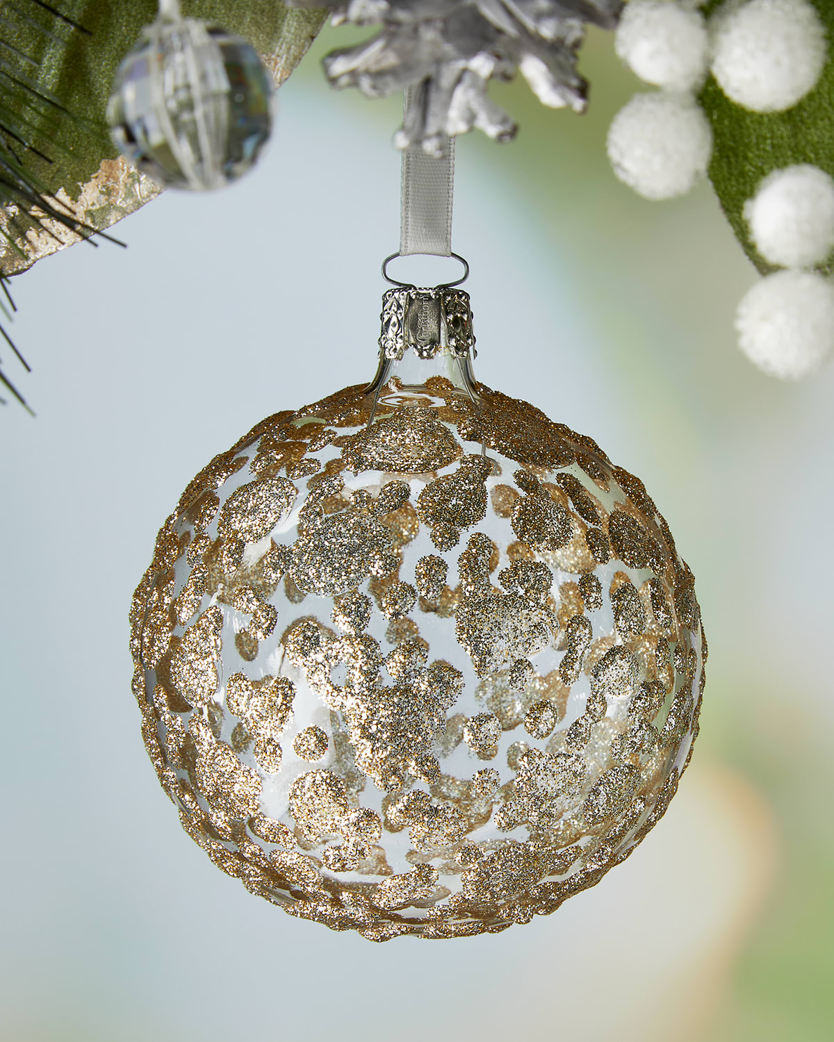 Silvery Chunky Glitter Holiday Ornament