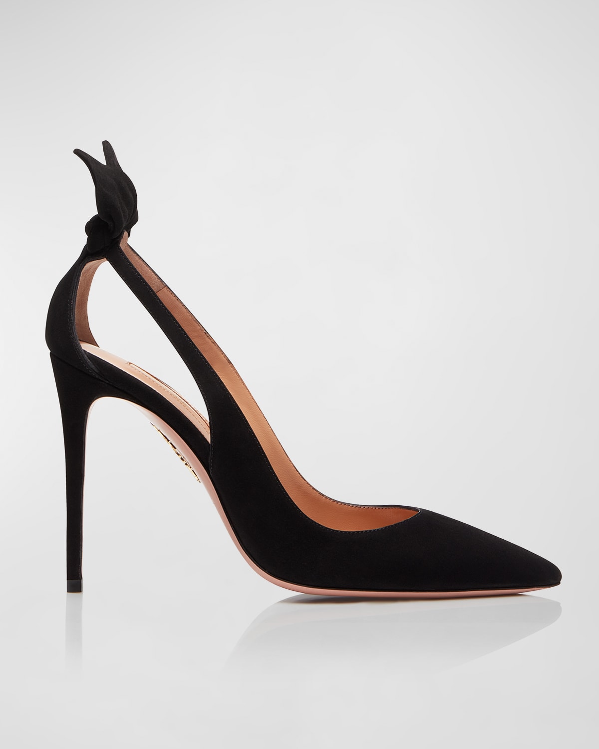 Shop Aquazzura 105mm Bow Suede Pumps In Black