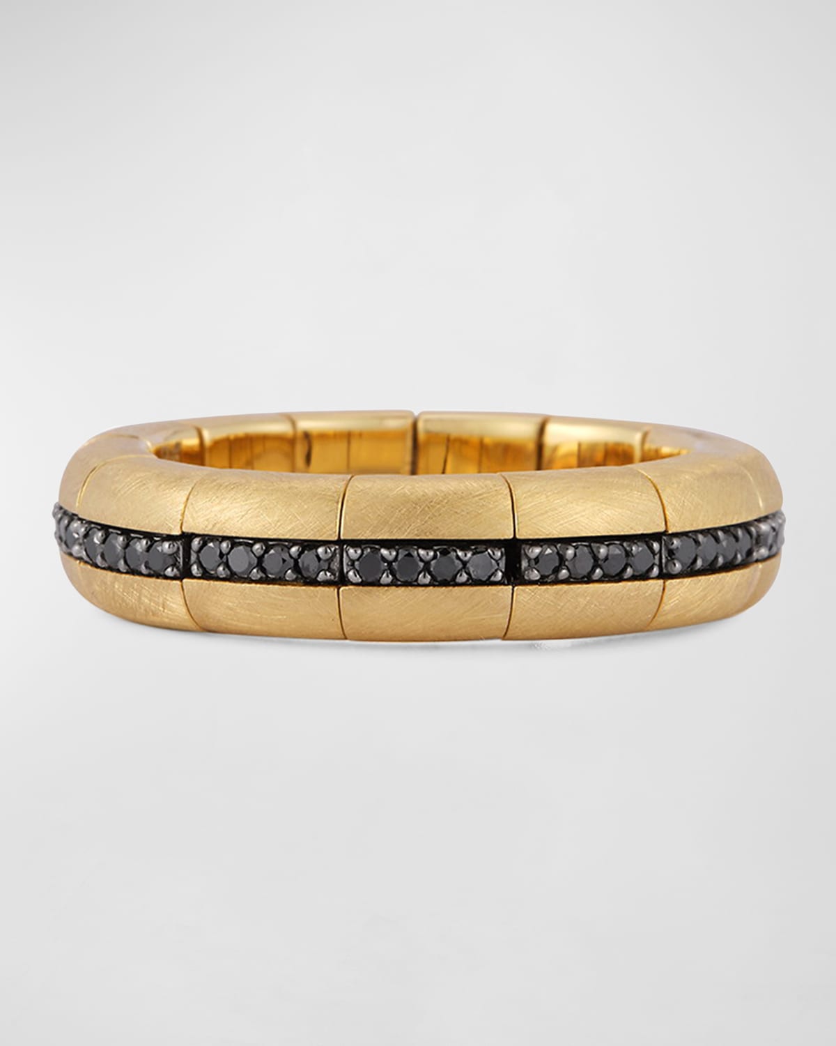 Men's Yellow Gold Matte Pura Black Diamond Eternity Ring