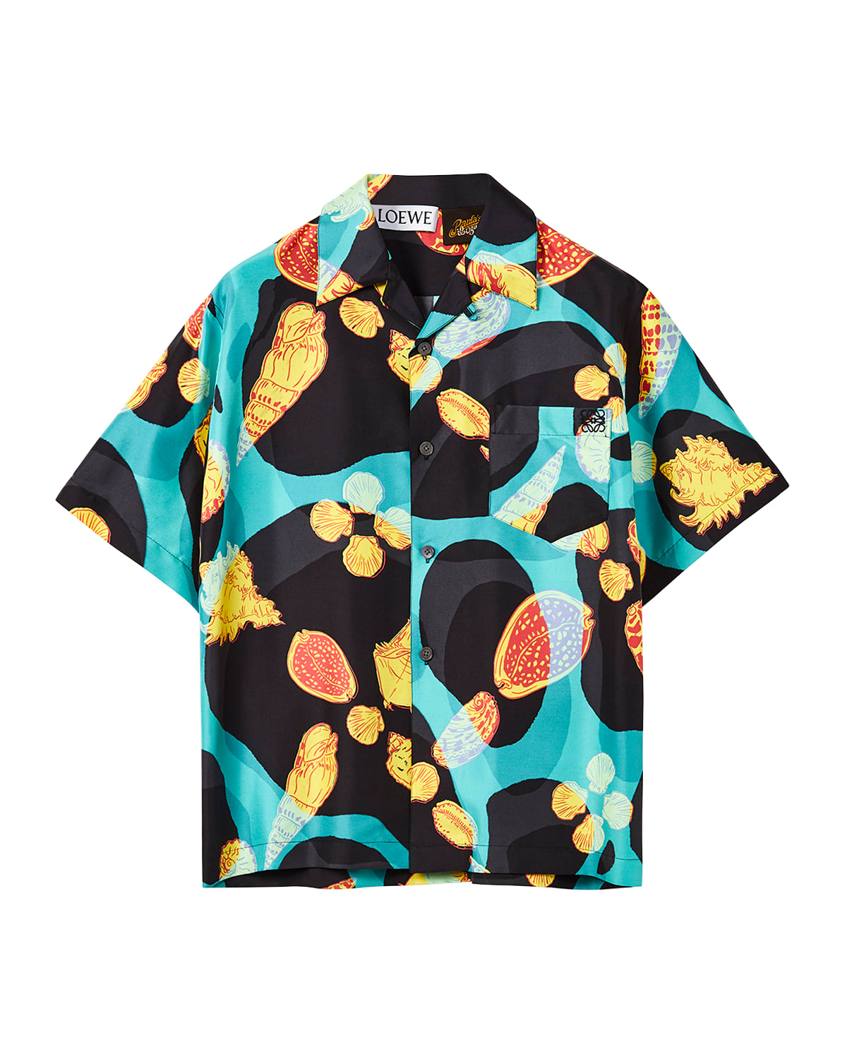 x Paula's Ibiza Men's Shell-Print Bowling Shirt