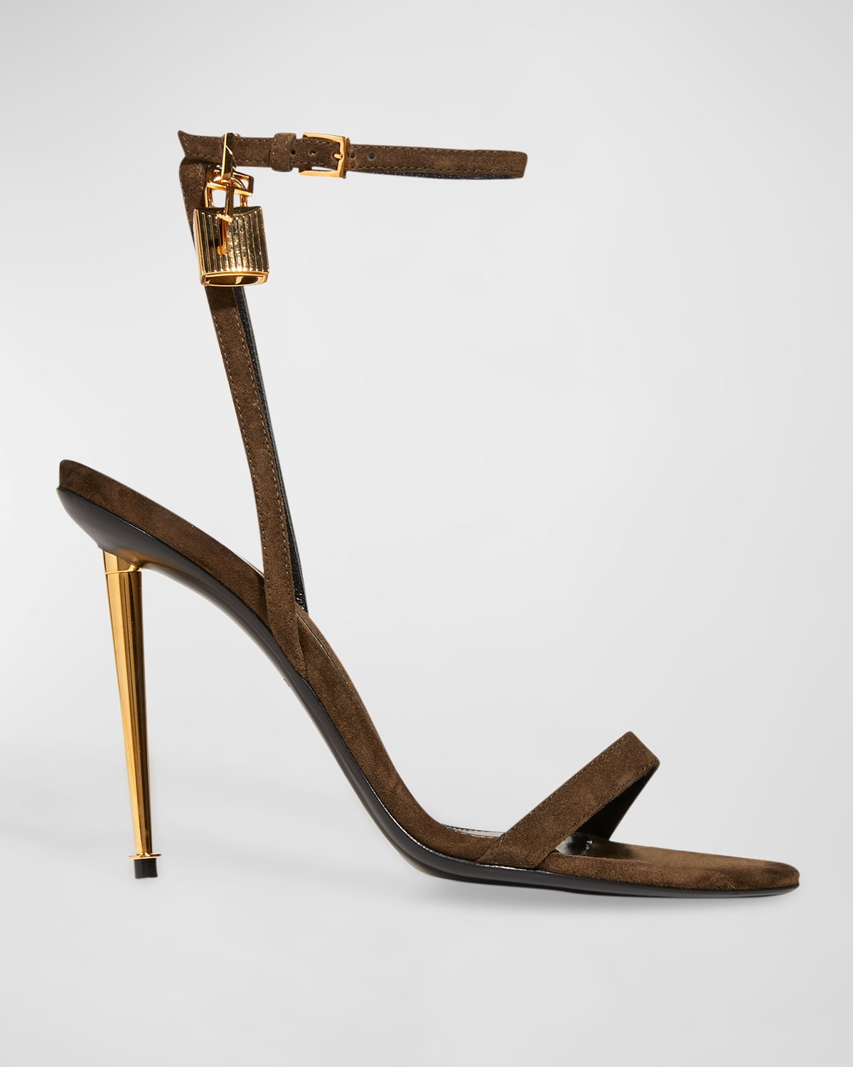 Tom Ford Lock 105mm Suede Ankle-strap Sandals In Derby Green