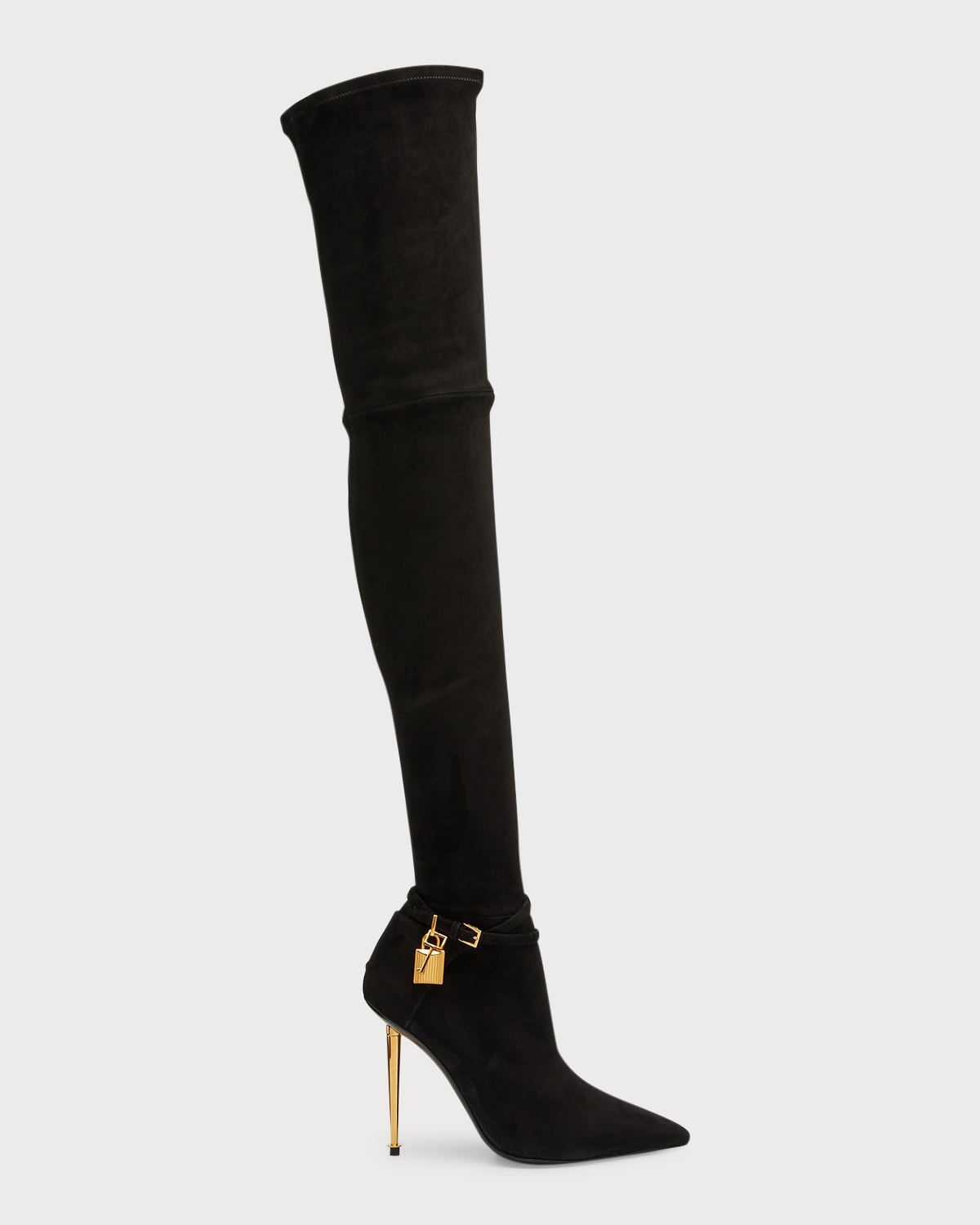 TOM FORD LOCK SUEDE OVER-THE-KNEE BOOTS