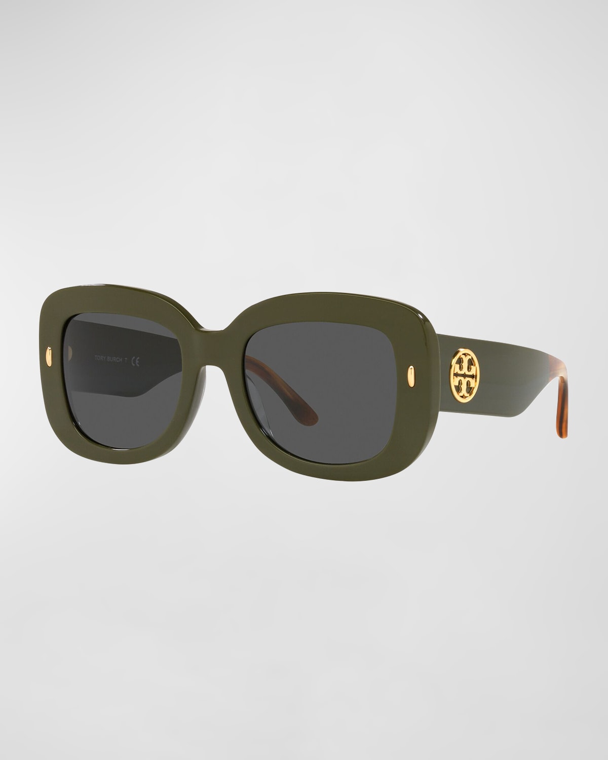 Tory Burch Square Acetate Sunglasses In Olive