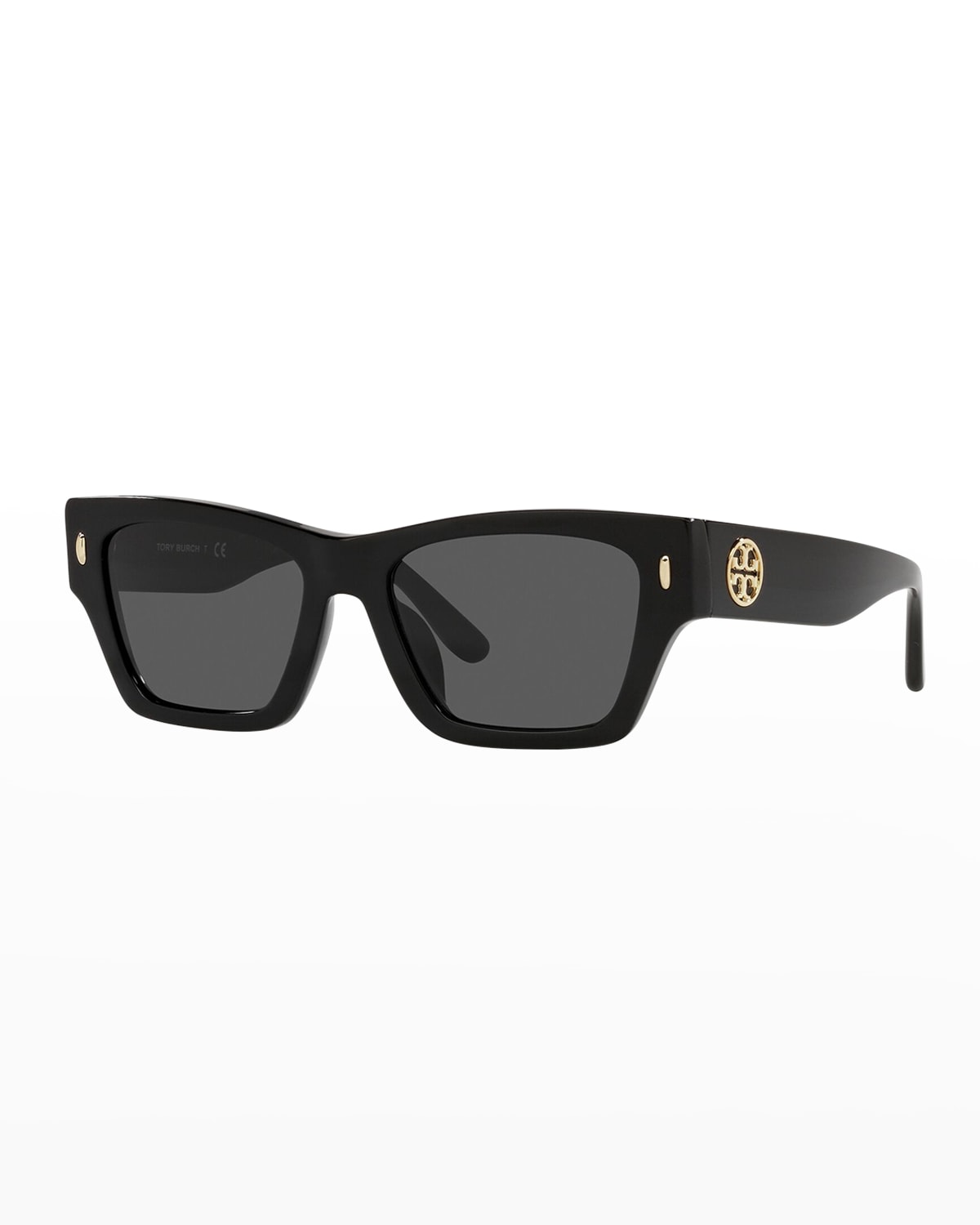 Tory Burch Logo-plaque Square-frame Sunglasses In Black
