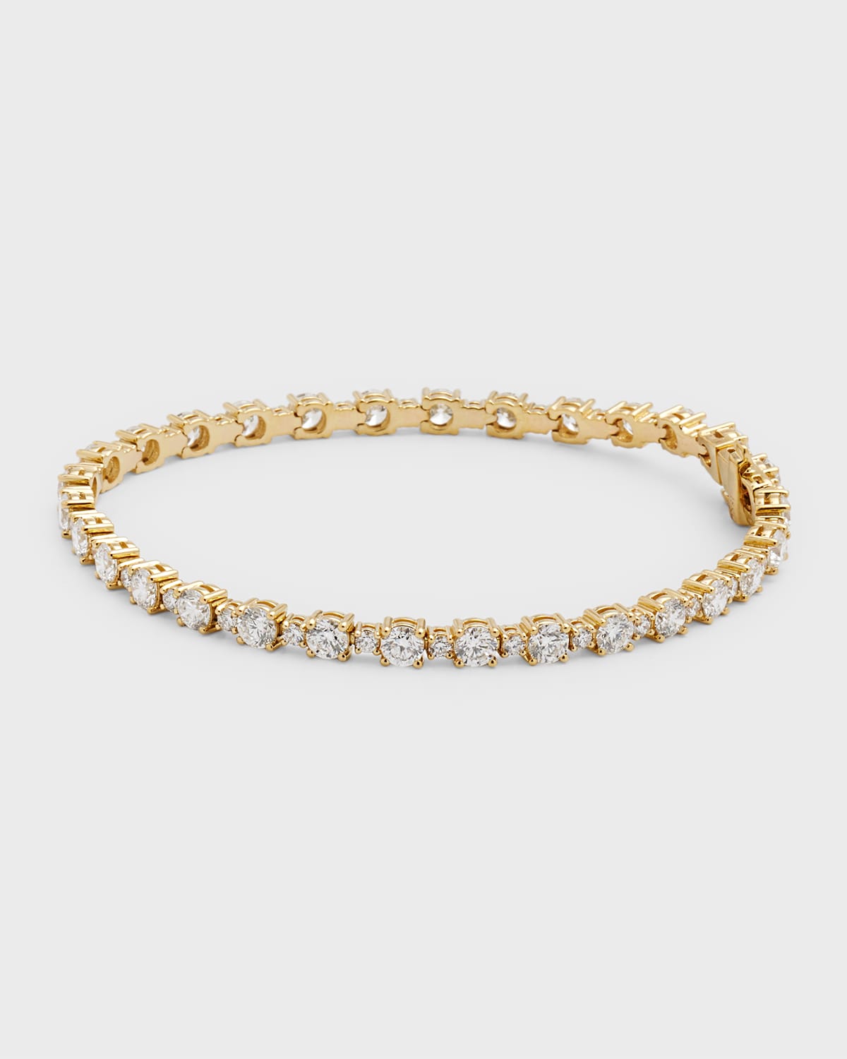 Neiman Marcus Diamonds 18k Yellow Gold Round Diamond Tennis Bracelet, 7.11tcw, 7"L