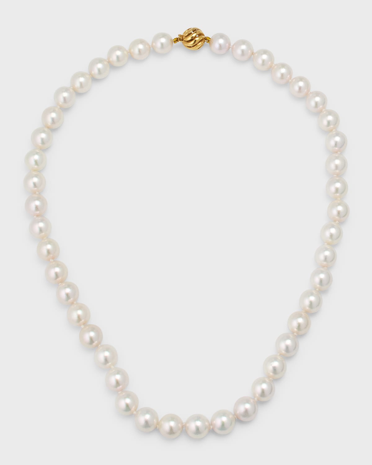 Belpearl 18k Yellow Gold Akoya Cultured Pearl Necklace In White