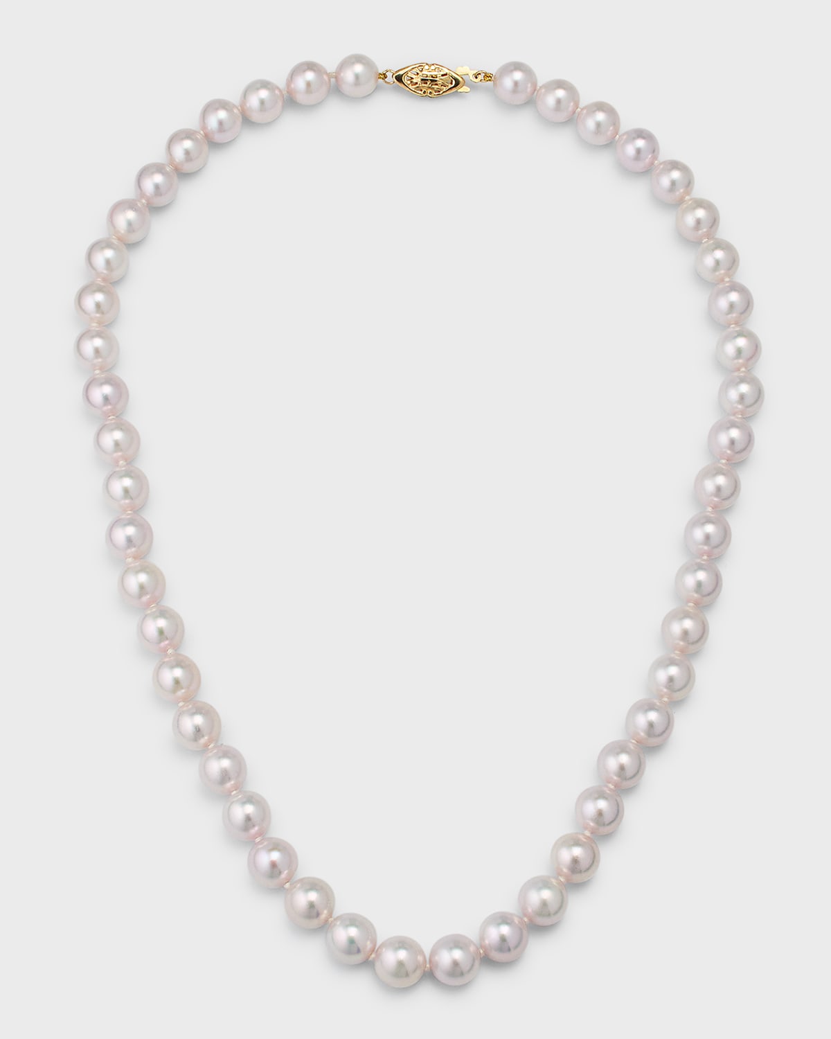 Belpearl 18k Yellow Gold Akoya Pearl Necklace, 18" In White