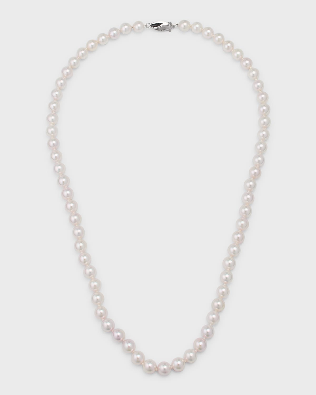 18K White Gold Akoya Pearl Necklace, 20"