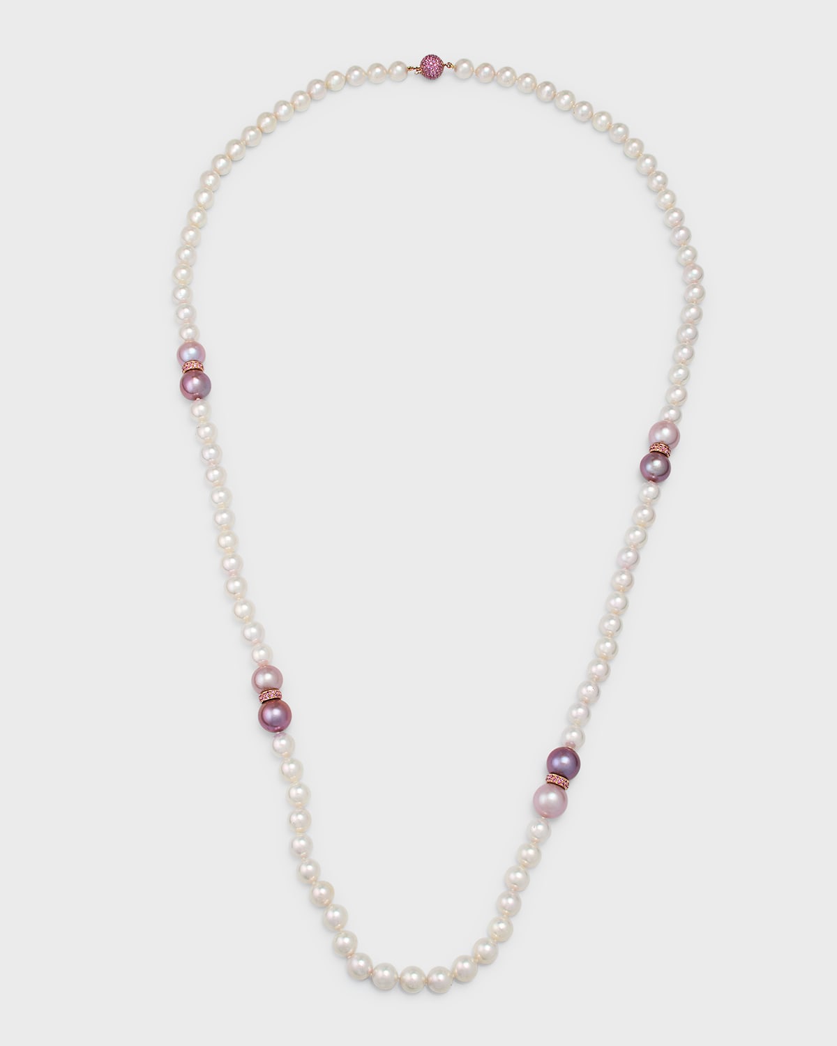 Belpearl 18k Rose Gold Pink Sapphire, Akoya And Kasumiga Pearl Necklace In White