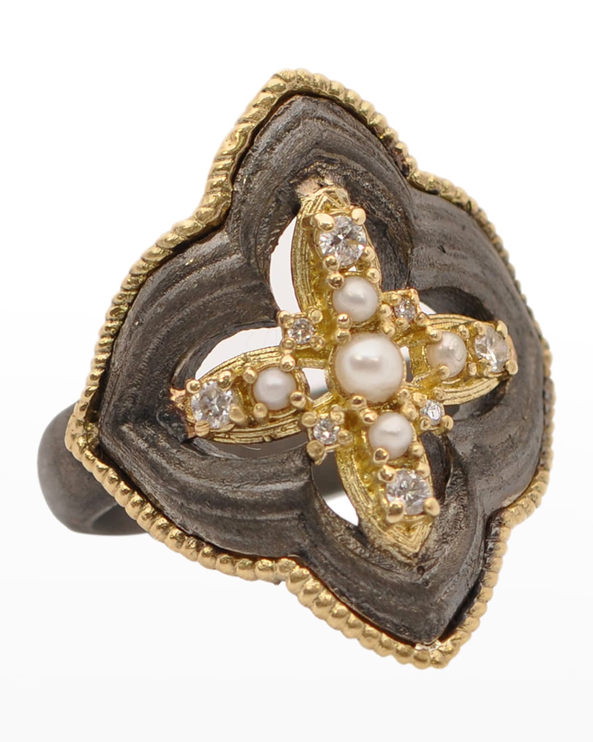 Armenta Old World Pearl Scroll Ring In Ow