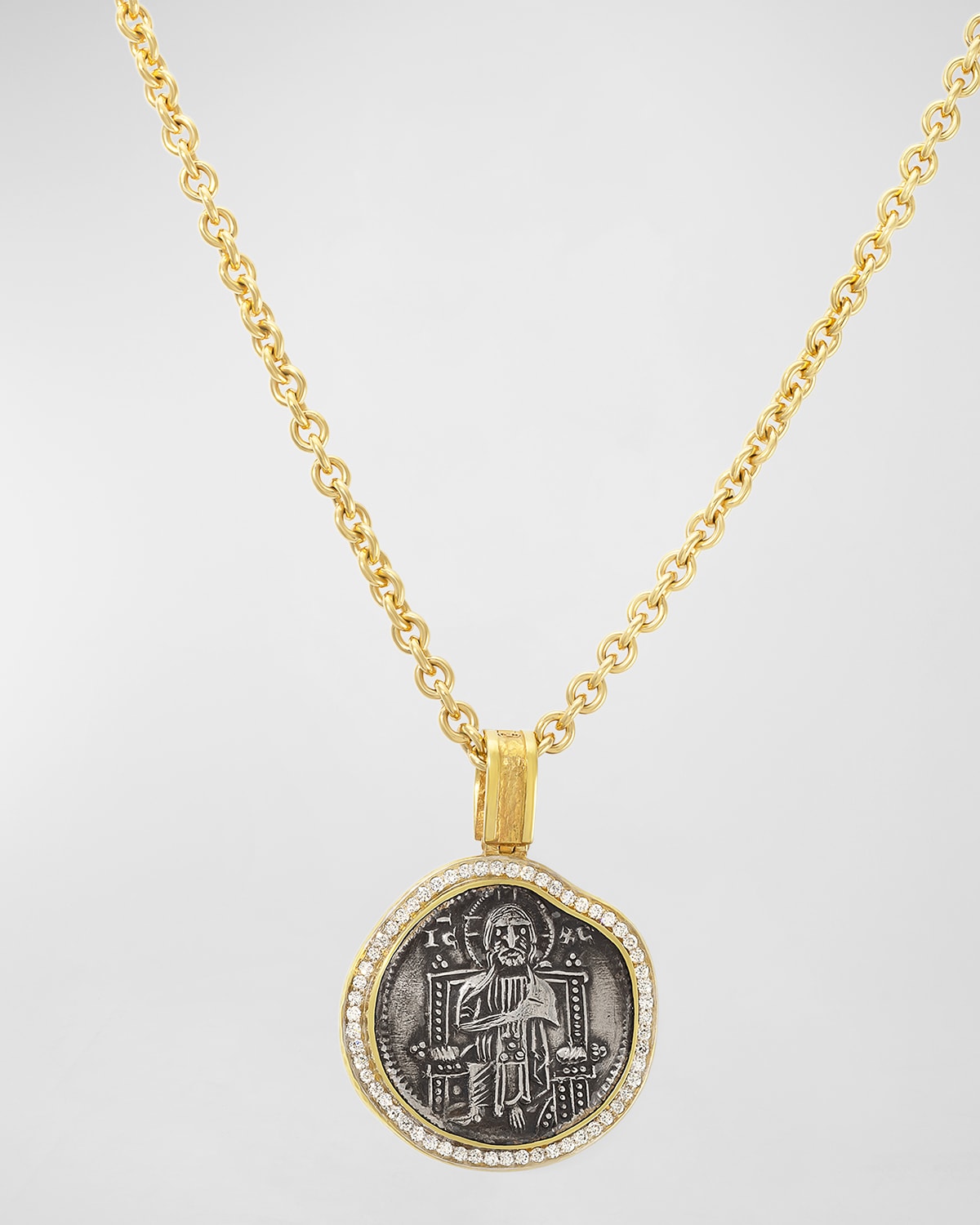 Shop Jorge Adeler Men's 18k Reversible Diamond Venetian Christ Coin Pendant