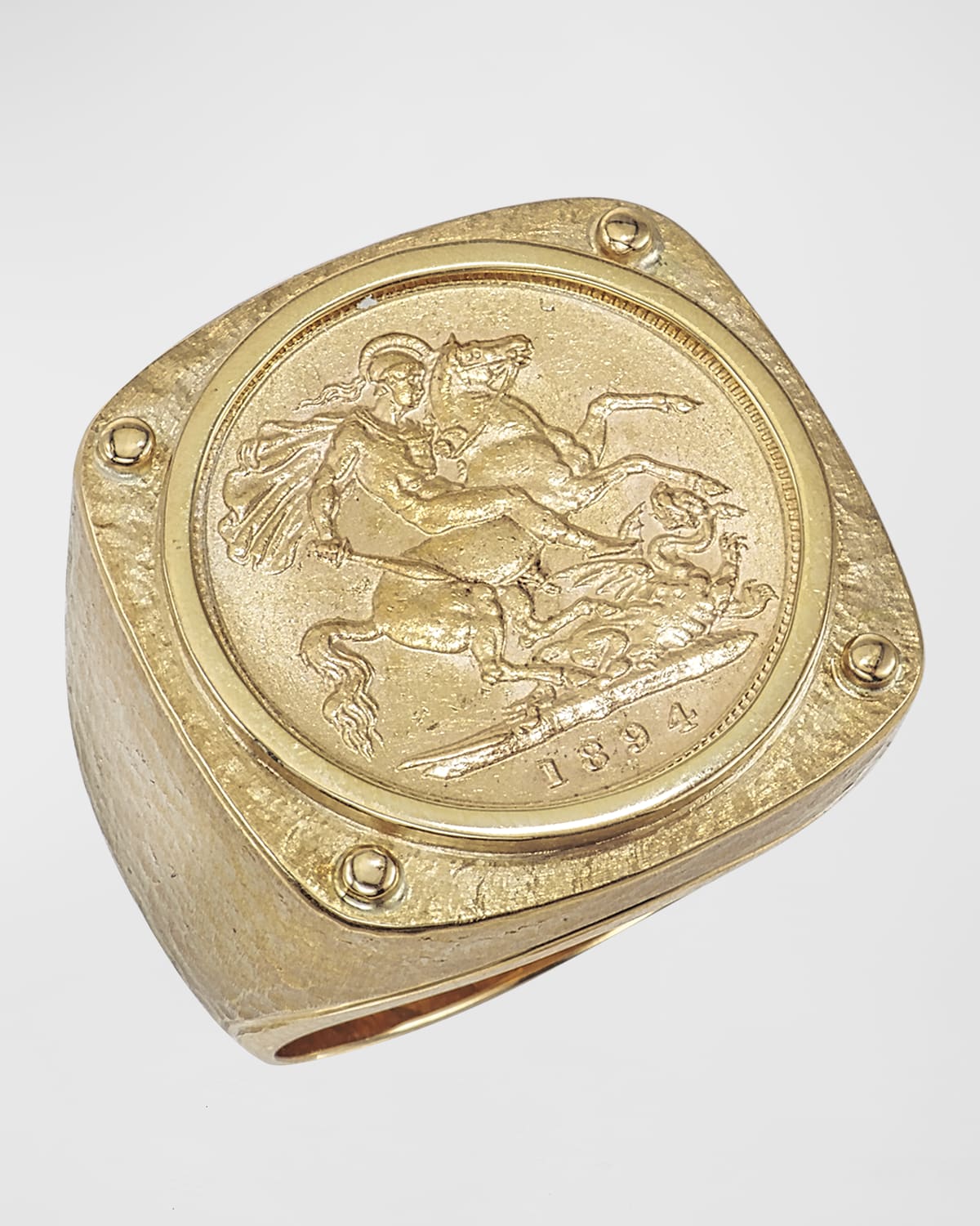 Shop Jorge Adeler Men's 18k Yellow Gold Queen Victoria Coin Ring