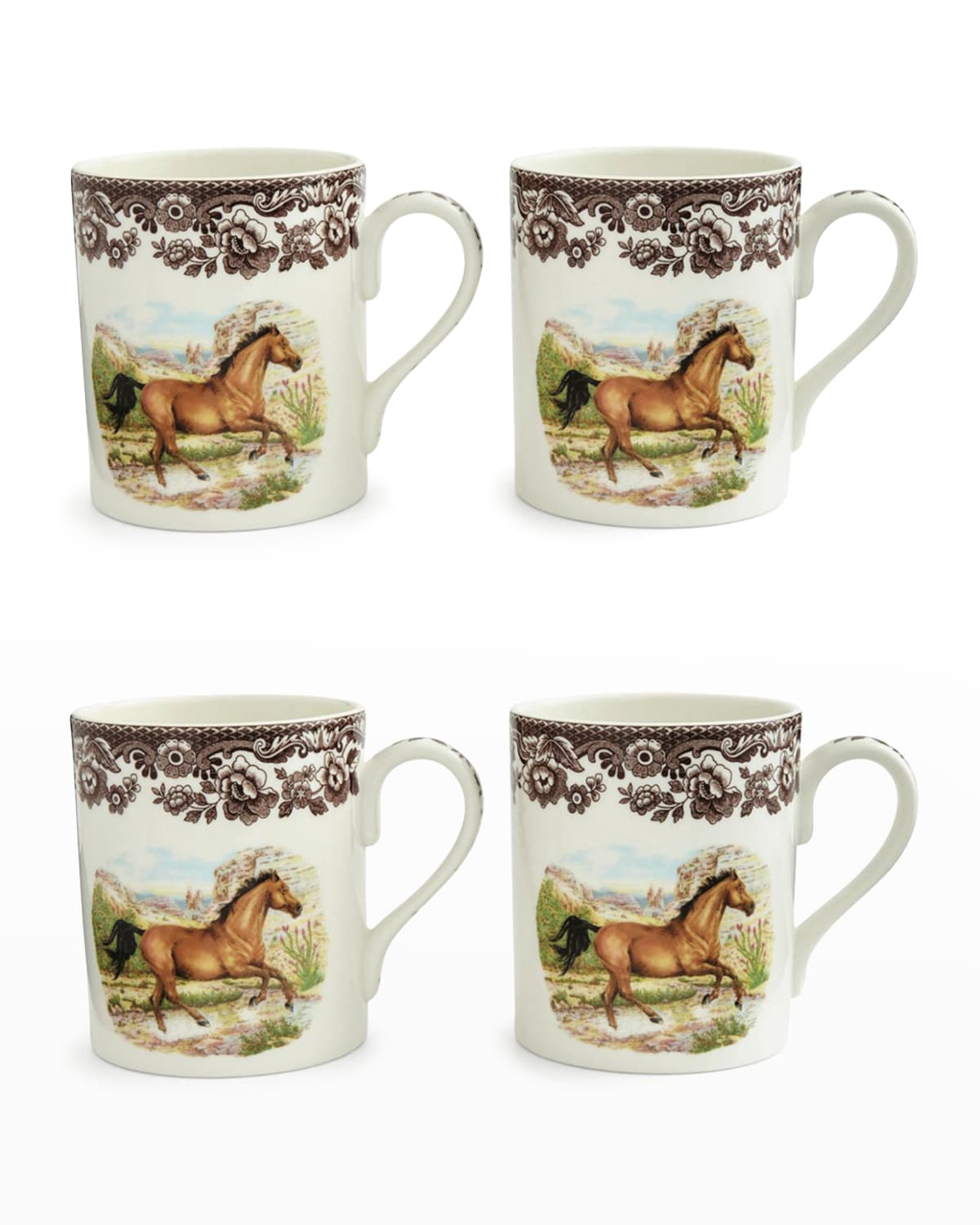 Spode American Quarter Horse Mug, Set Of 4