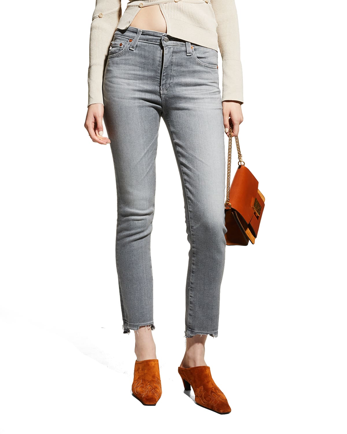 AG MARI STRAIGHT RAW HEM ANKLE JEANS