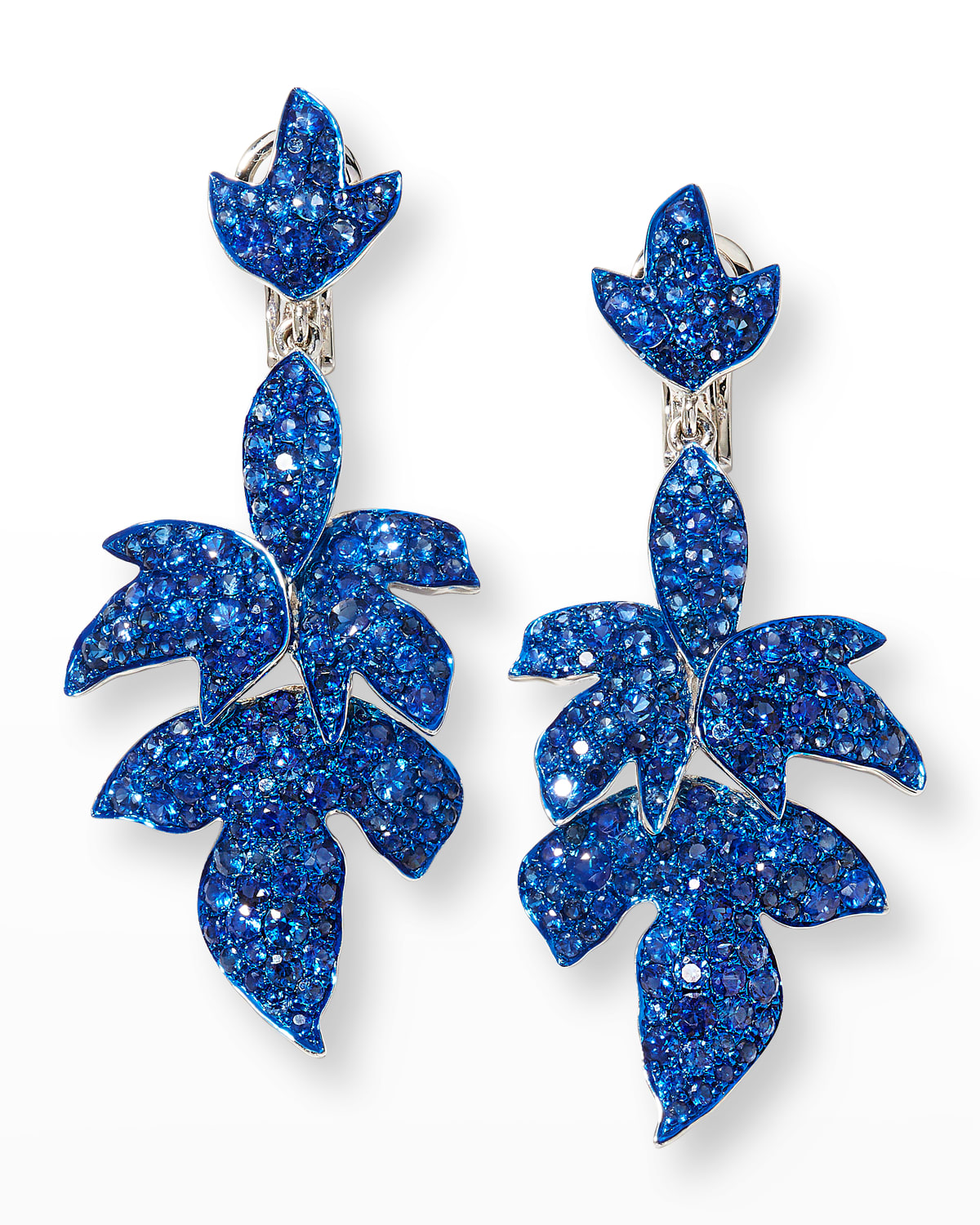 Graziela Gems Blue Sapphire Pave Dangle Earrings