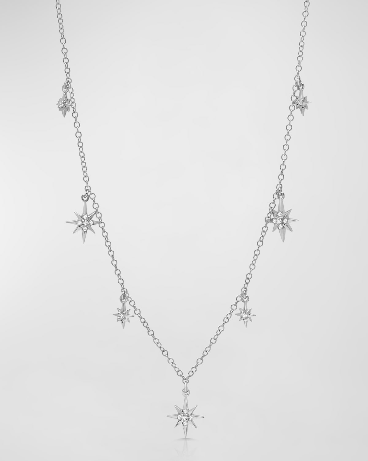 18K White Gold Starburst Adjustable Necklace