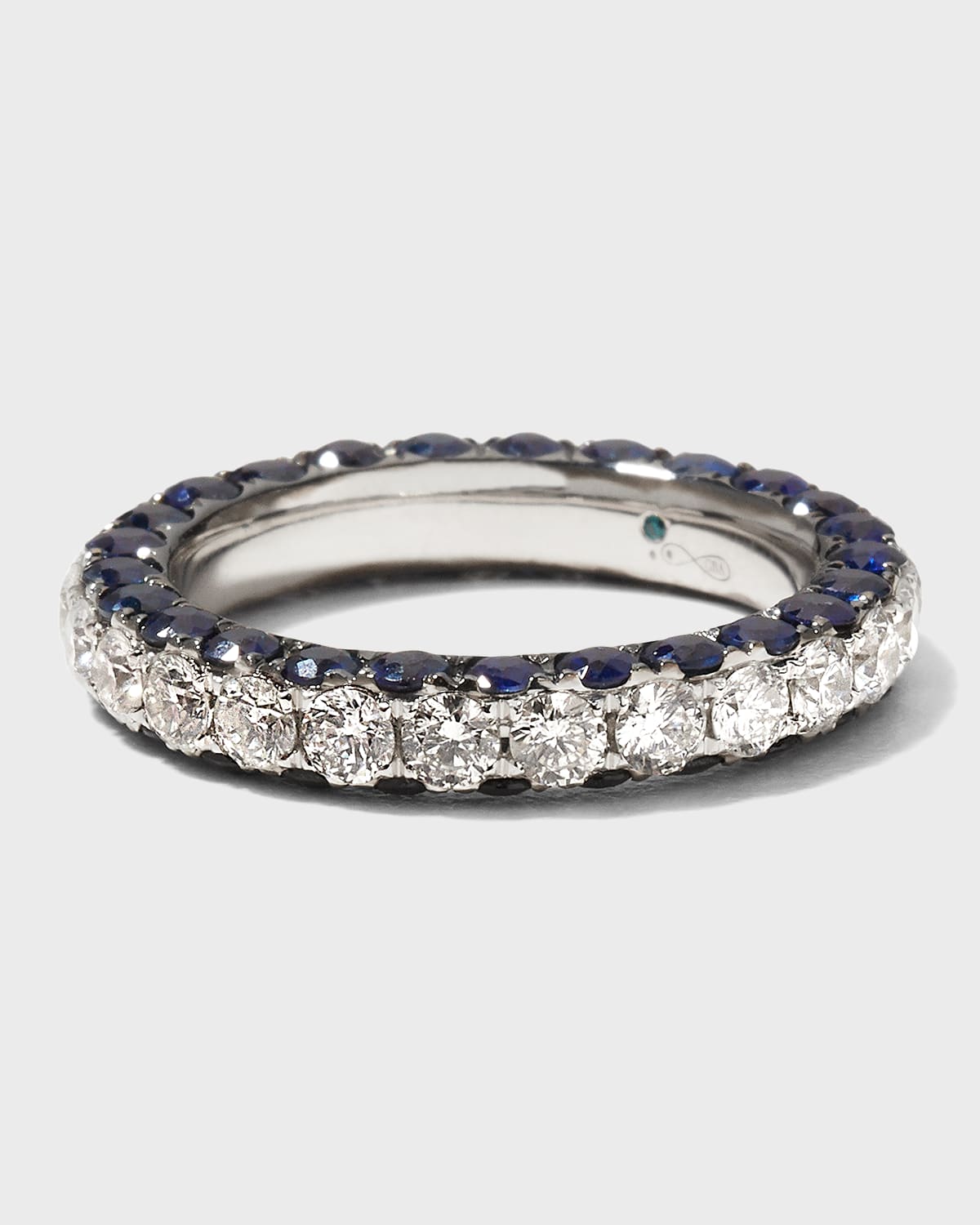 Sapphire and Diamond 3-Sided Band Ring, Size 7