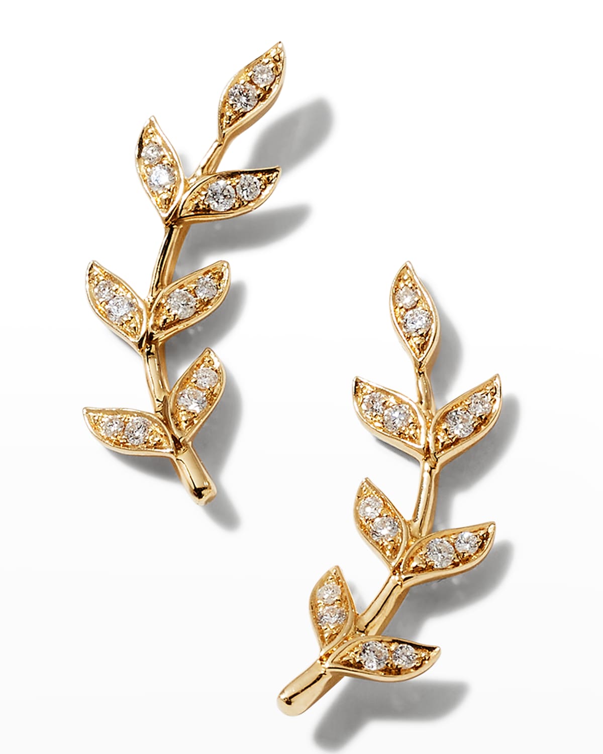 Graziela Gems Diamond Folha Ear Climbers In Yellow