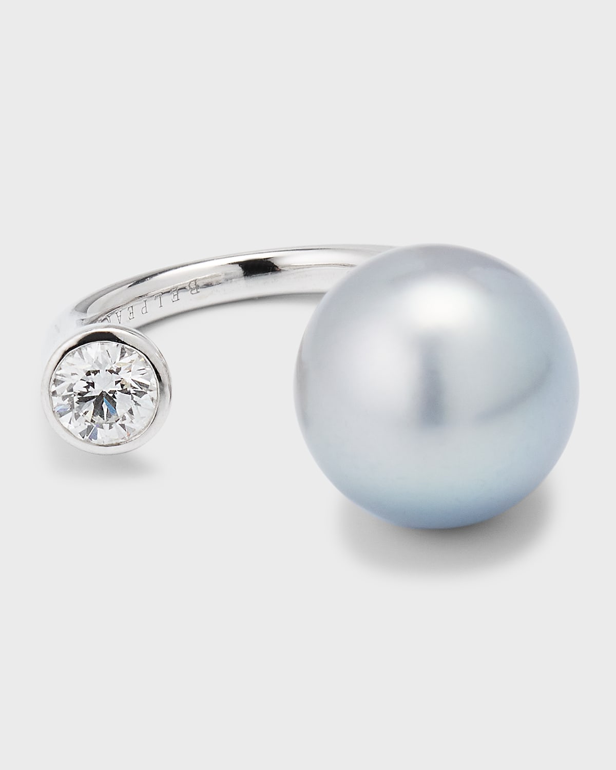 Belpearl 18k White Gold Gray Tahitian Pearl And Diamond Statement Ring In Metallic
