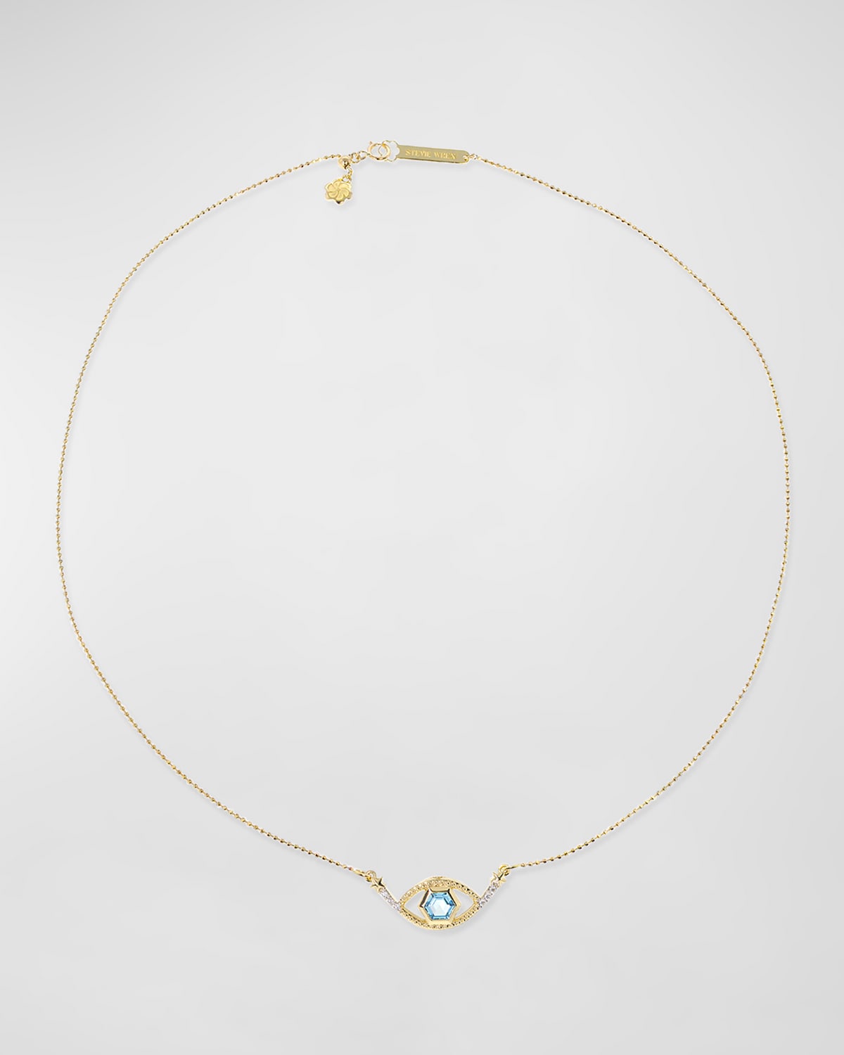 18k Gold Topaz Hexagonal Evil Eye Necklace