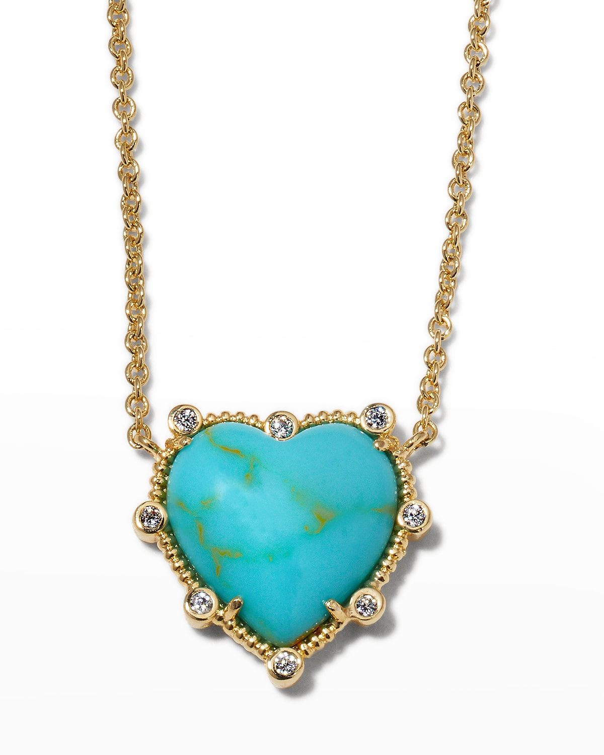 Tai Turquoise Bezel-set Heart Pendant Necklace