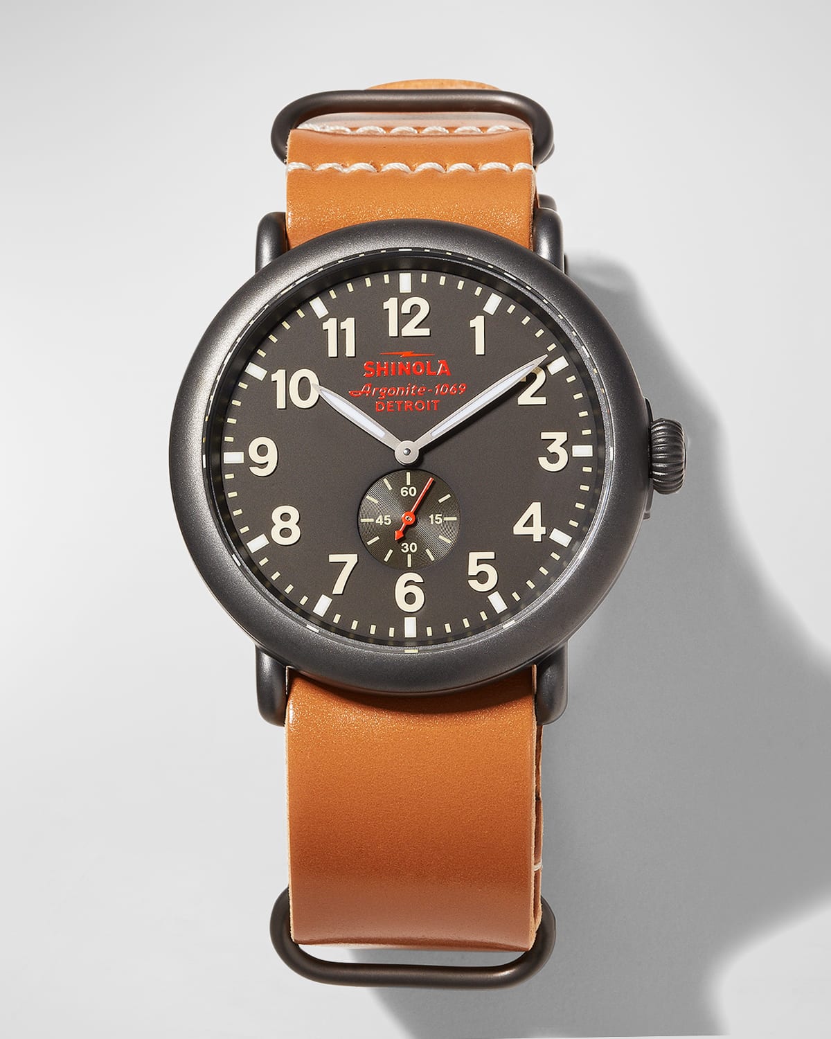 Shop Shinola Men's The Runwell Leather Strap Watch, 47mm In Gray