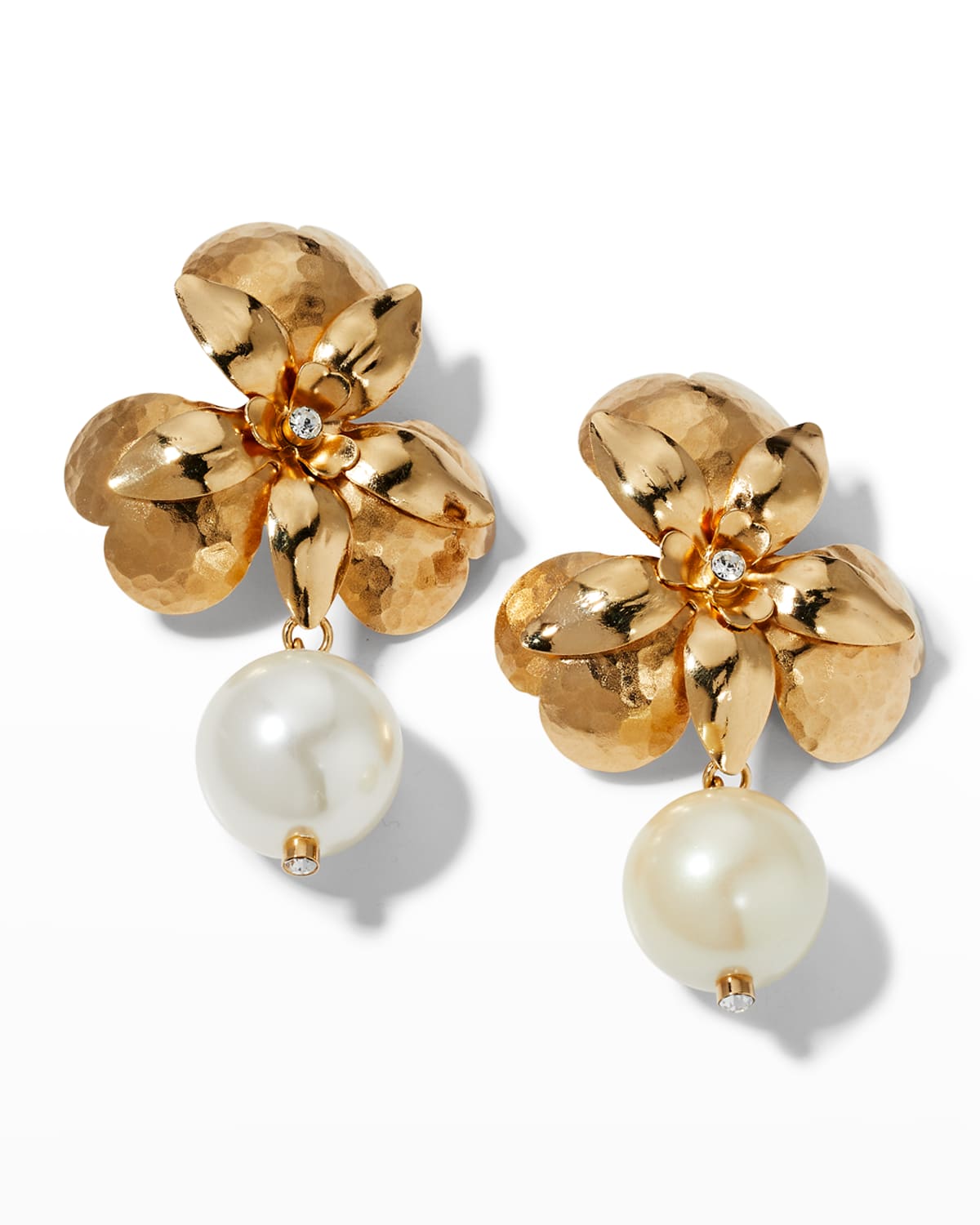 Flower Pearly Drop Earrings