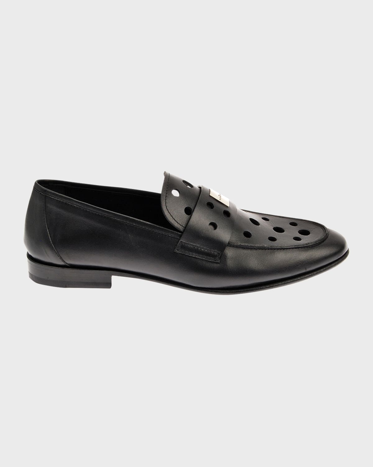 John Richmond Men's Cut-out Leather Penny Loafers In Black