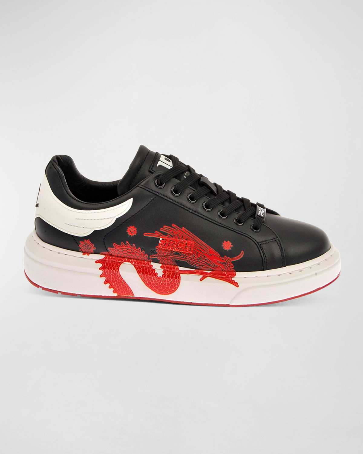 John Richmond Men's Dragon Leather Low-top Trainers In Black