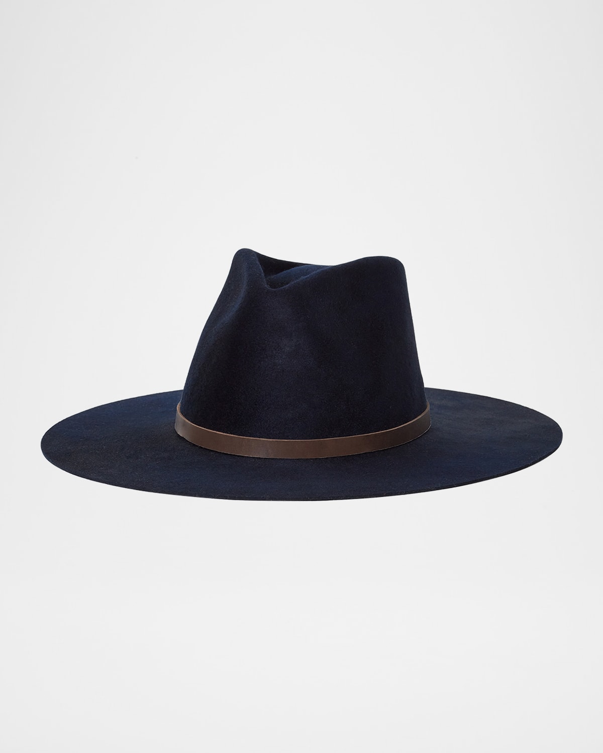 Janessa Leone Harley Wool & Suede Fedora Hat In Deep Navy