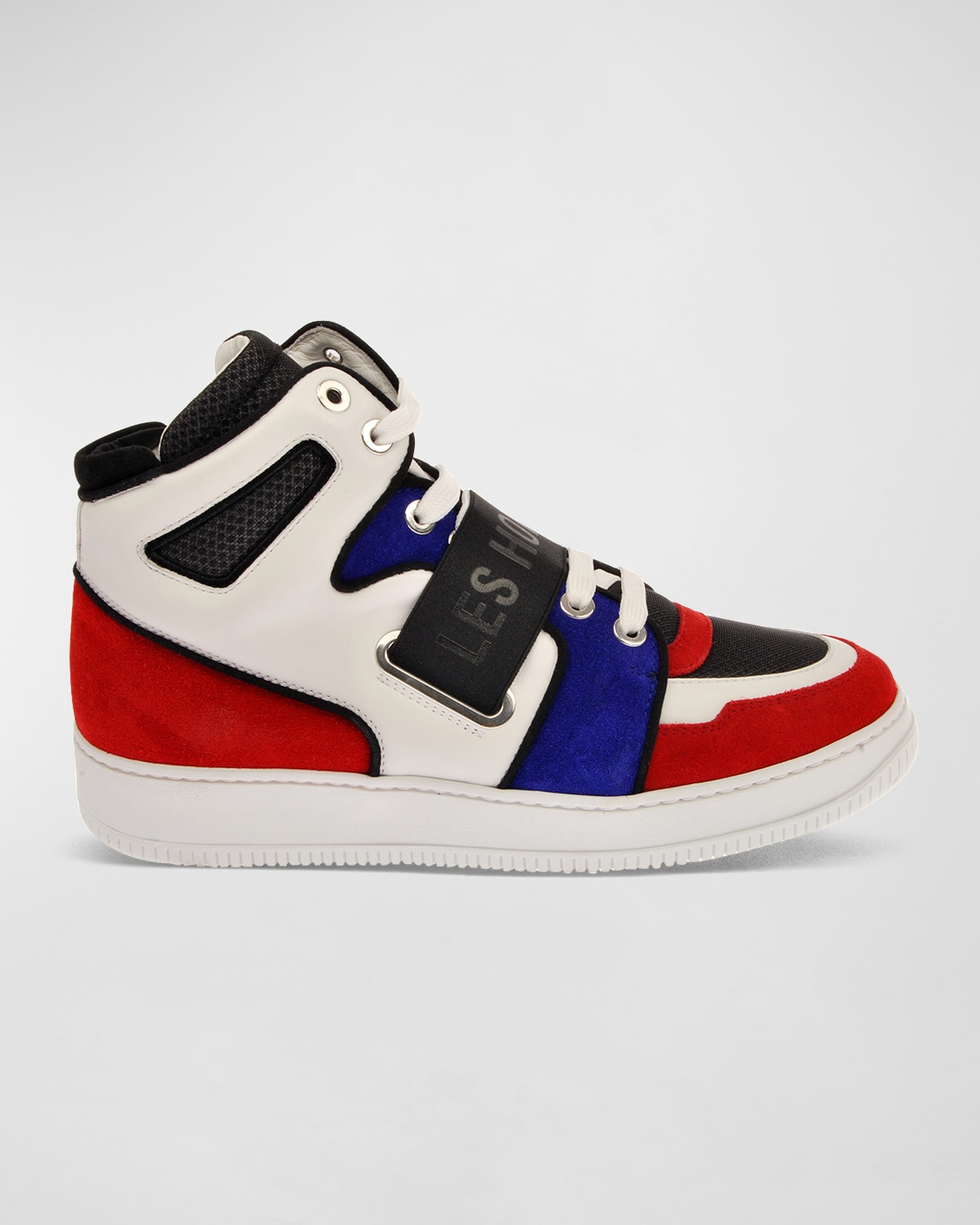 Les Hommes Men's Mix Media Logo High-top Sneakers In Red/blue/white