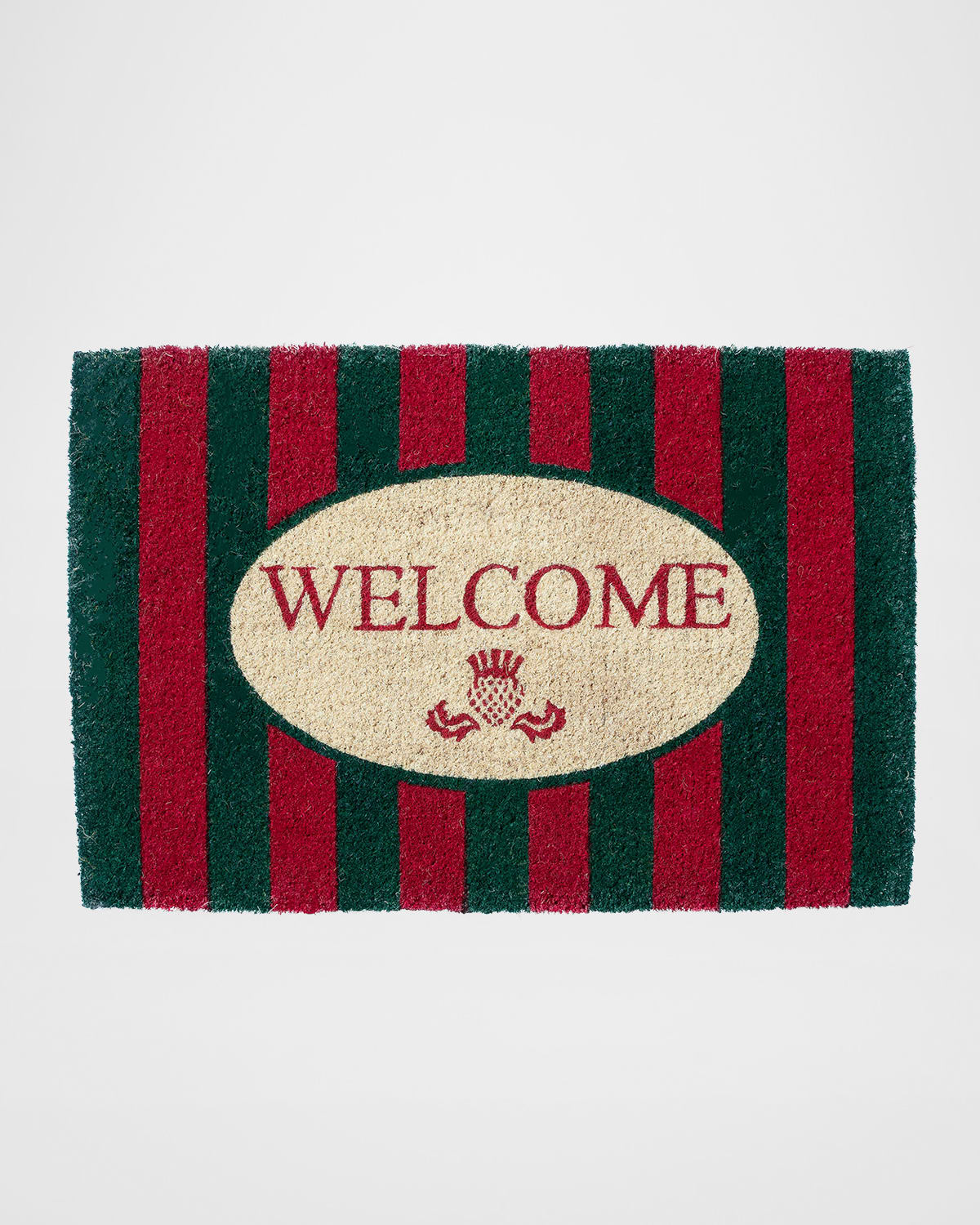 Mackenzie-childs Awning Stripe Welcome Mat In Red