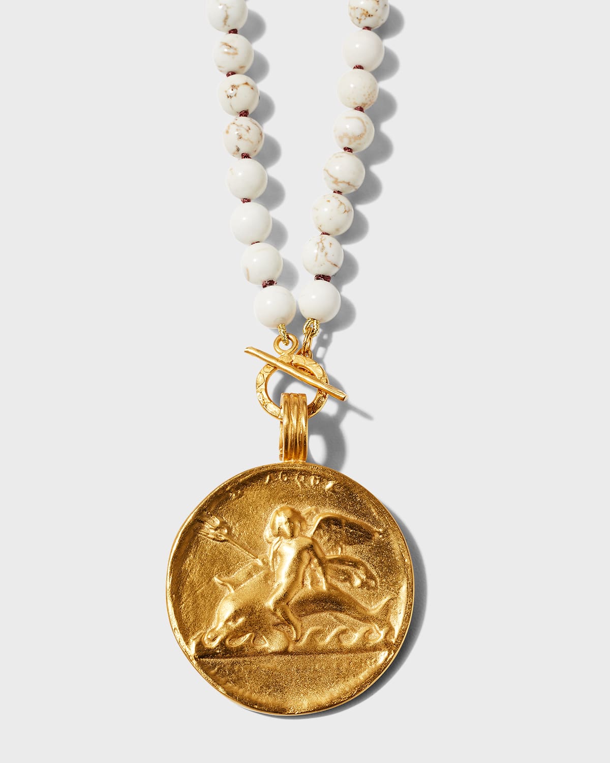 Dina Mackney Coin Necklace With Pearls In Gold