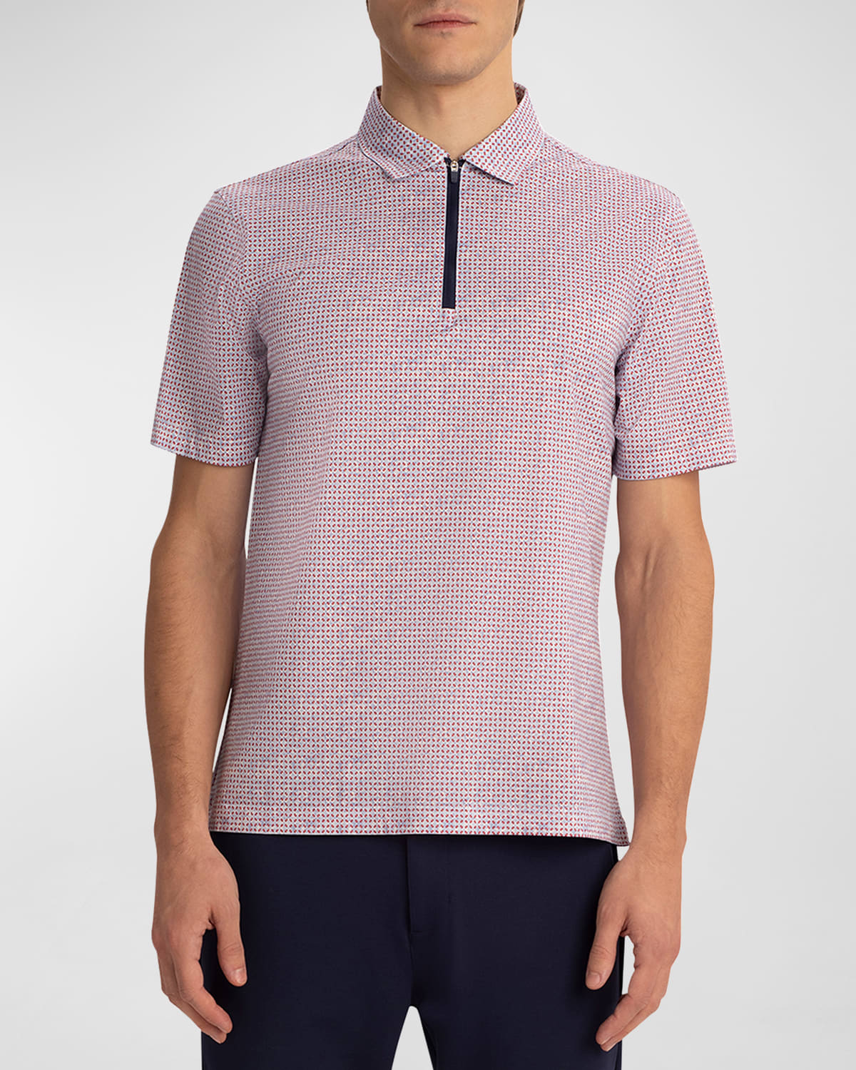 Bugatchi Men s Ooohcotton Geo Print Zip Polo Shirt Smart Closet