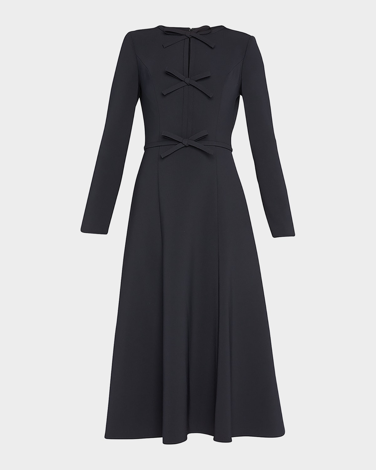 Carolina Herrera Triple Bow Keyhole-front Midi Dress In Poppy