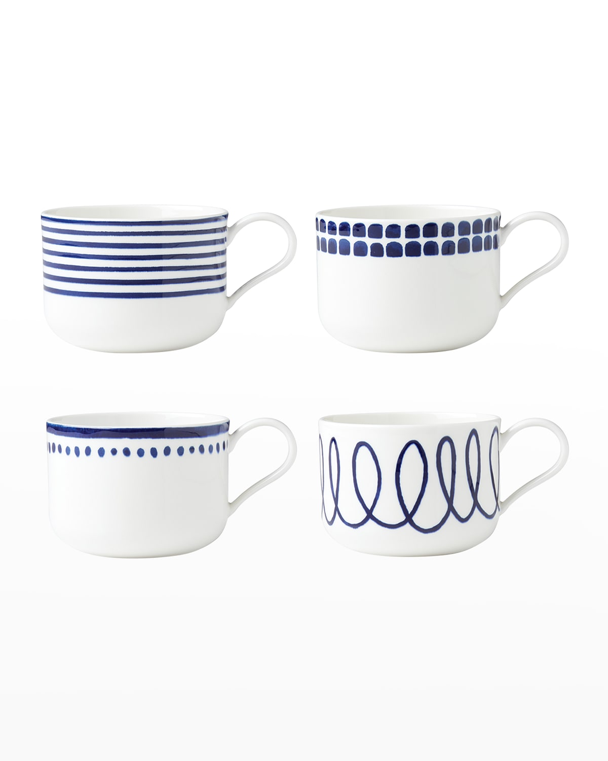 Kate Spade New York Charlotte Street 4 Piece Mugs Set In Blue/white