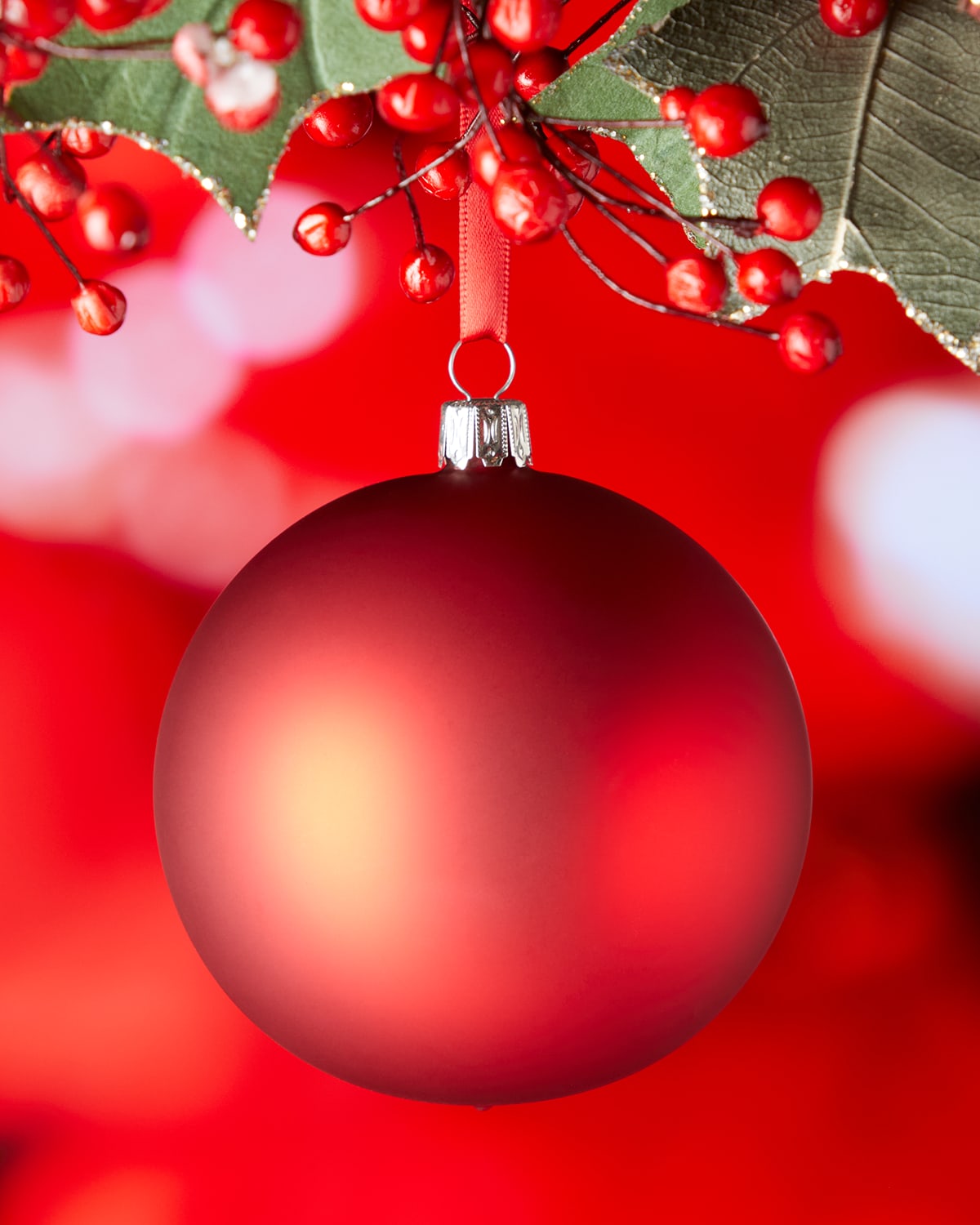 4" Light Red Matte Glass Ball Ornament