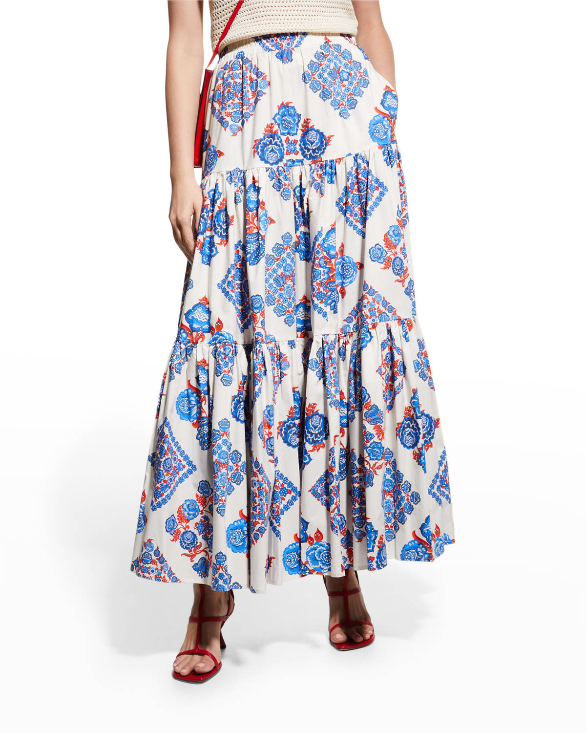 LA DOUBLEJ BIG PRINTED TIERED MAXI SKIRT