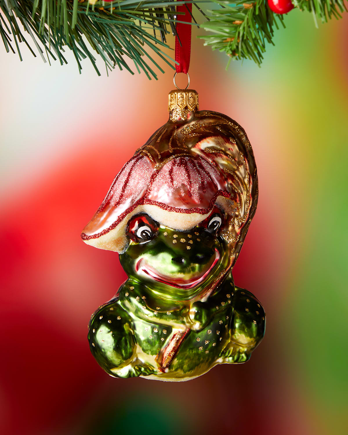 Frog Under Lily Flower Holiday Ornament
